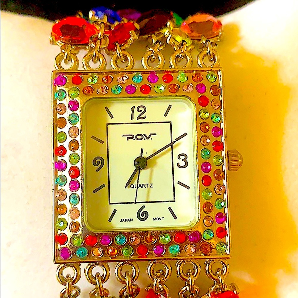 POV watch gem bracelet toggle closure 8” euc